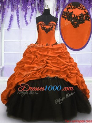 Lovely Multi-color Taffeta Lace Up Sweetheart Sleeveless With Train Quinceanera Dress Sweep Train Appliques and Pick Ups