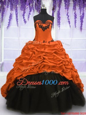 Lovely Multi-color Taffeta Lace Up Sweetheart Sleeveless With Train Quinceanera Dress Sweep Train Appliques and Pick Ups