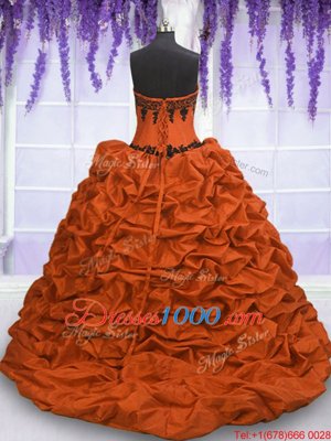 Lovely Multi-color Taffeta Lace Up Sweetheart Sleeveless With Train Quinceanera Dress Sweep Train Appliques and Pick Ups