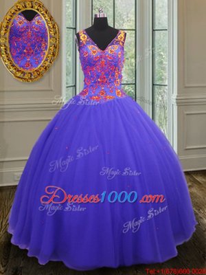 Free and Easy Olive Green Ball Gowns Strapless Sleeveless Tulle Floor Length Zipper Appliques Sweet 16 Quinceanera Dress