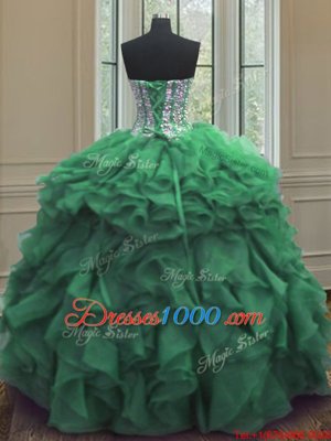 Eye-catching Floor Length Green Quince Ball Gowns Sweetheart Sleeveless Lace Up