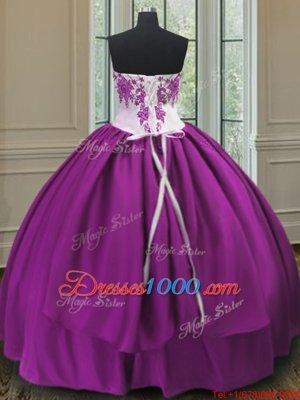 Purple Lace Up Quinceanera Dress Beading Sleeveless Floor Length