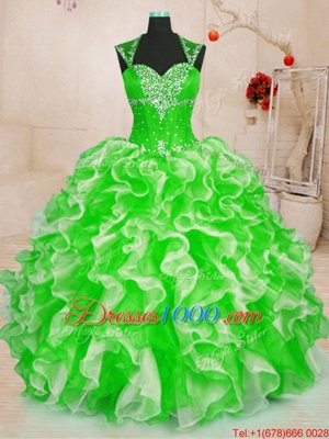 Discount Sweet 16 Quinceanera Dress Military Ball and Sweet 16 and Quinceanera and For with Beading and Ruffles Sweetheart Sleeveless Lace Up
