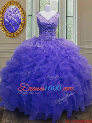 Sleeveless Beading and Ruffles Zipper Ball Gown Prom Dress