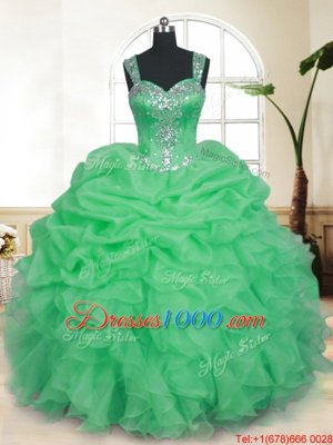 Zipper Quinceanera Gown Beading and Ruffles and Pick Ups Sleeveless Floor Length