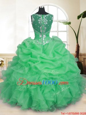 Zipper Quinceanera Gown Beading and Ruffles and Pick Ups Sleeveless Floor Length