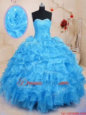Best Selling Floor Length Ball Gowns Sleeveless Baby Blue Sweet 16 Dresses Lace Up