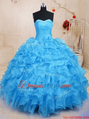 Best Selling Floor Length Ball Gowns Sleeveless Baby Blue Sweet 16 Dresses Lace Up