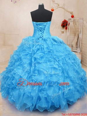 Best Selling Floor Length Ball Gowns Sleeveless Baby Blue Sweet 16 Dresses Lace Up