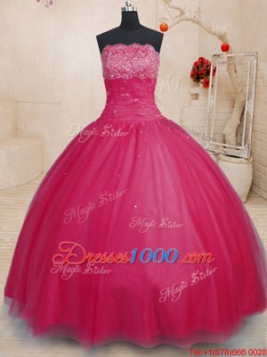 Classical Off The Shoulder Sleeveless Lace Up Quinceanera Gowns Coral Red Tulle