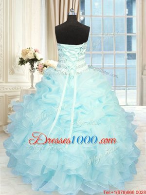 Beautiful Sleeveless Lace Up Floor Length Beading and Pick Ups Sweet 16 Dresses