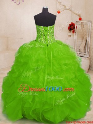 Beading and Ruffles 15 Quinceanera Dress Lace Up Sleeveless Floor Length