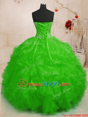 Top Selling Sweetheart Lace Up Beading and Ruffles Quinceanera Dresses Sleeveless