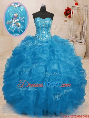 Smart Sleeveless Lace Up Floor Length Beading and Ruffles 15 Quinceanera Dress