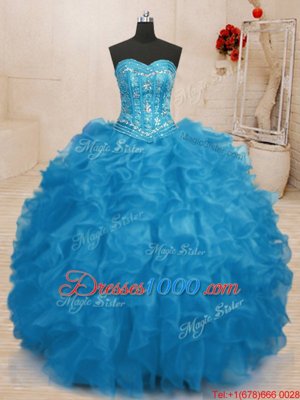 Smart Sleeveless Lace Up Floor Length Beading and Ruffles 15 Quinceanera Dress