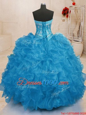 Smart Sleeveless Lace Up Floor Length Beading and Ruffles 15 Quinceanera Dress