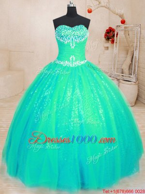 Sleeveless Beading and Appliques Lace Up 15th Birthday Dress