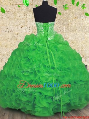 Stylish Floor Length Ball Gowns Sleeveless Green Quinceanera Gown Lace Up