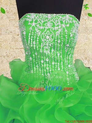 Stylish Floor Length Ball Gowns Sleeveless Green Quinceanera Gown Lace Up