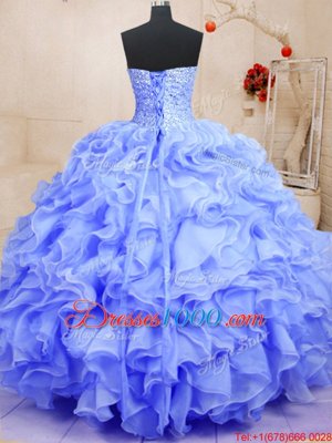 Nice Organza Sleeveless Floor Length Vestidos de Quinceanera and Beading and Ruffles