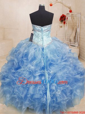 Stylish Organza Sleeveless Floor Length 15 Quinceanera Dress and Beading and Ruffles