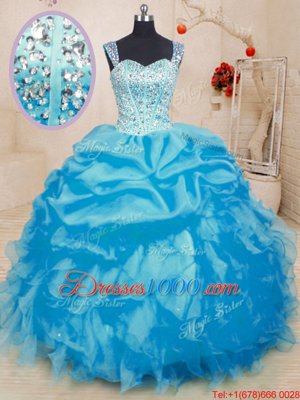 Coral Red Lace Up Sweetheart Beading and Ruffles Quince Ball Gowns Organza Sleeveless