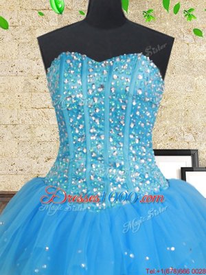 Simple Multi-color Lace Up Sweet 16 Dresses Beading and Ruffles and Ruffled Layers Sleeveless Floor Length