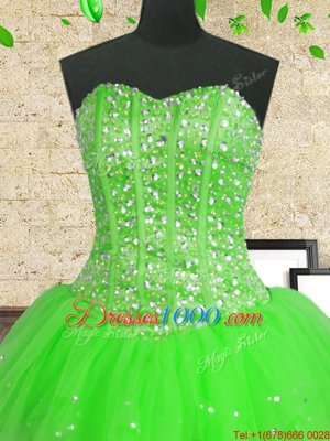 Multi-color Lace Up Sweetheart Beading and Ruffles and Sequins Sweet 16 Quinceanera Dress Tulle Sleeveless