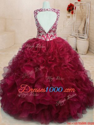 Beauteous Floor Length Ball Gowns Sleeveless Wine Red Ball Gown Prom Dress Zipper