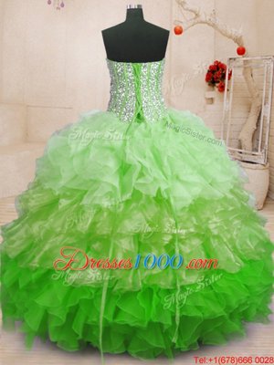 Organza Sweetheart Sleeveless Lace Up Beading and Ruffles Quinceanera Dresses in Multi-color