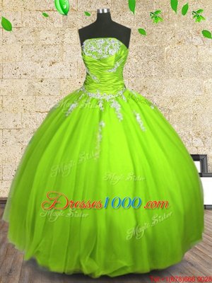 Exquisite Strapless Zipper Appliques and Ruching Quinceanera Dress Sleeveless
