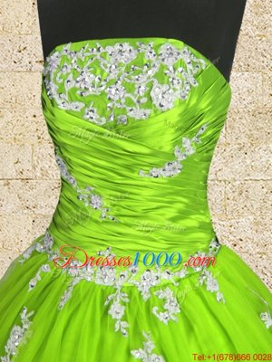 Exquisite Strapless Zipper Appliques and Ruching Quinceanera Dress Sleeveless