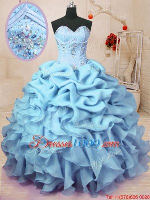 Most Popular Sleeveless Lace Up Floor Length Beading and Ruffles and Pick Ups Sweet 16 Quinceanera Dress