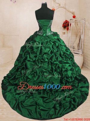 Sleeveless Sweep Train Beading and Appliques and Ruffled Layers and Pick Ups Lace Up Sweet 16 Dresses