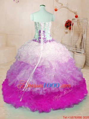 Gorgeous Brush Train Ball Gowns Quinceanera Dress Multi-color Sweetheart Organza Sleeveless With Train Lace Up