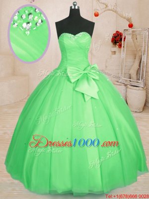 Clearance Sleeveless Beading and Bowknot Floor Length Sweet 16 Quinceanera Dress