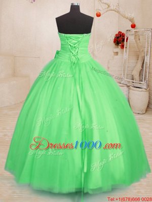 Clearance Sleeveless Beading and Bowknot Floor Length Sweet 16 Quinceanera Dress