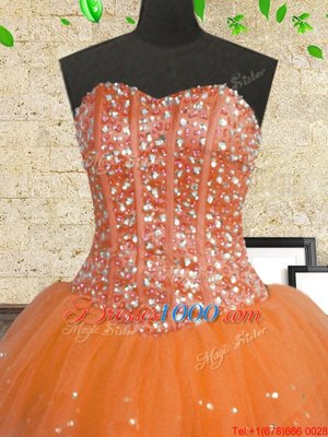 Flirting Sweetheart Sleeveless Tulle Quinceanera Gowns Beading and Ruffles and Sequins Lace Up