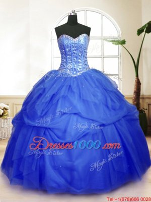 Flare Sleeveless Sequins and Pick Ups Lace Up 15th Birthday Dress