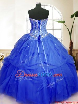 Flare Sleeveless Sequins and Pick Ups Lace Up 15th Birthday Dress