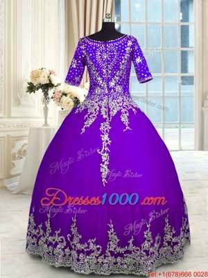 Simple V-neck Half Sleeves Tulle 15th Birthday Dress Beading and Appliques and Ruffled Layers Zipper