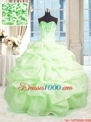 Inexpensive Sleeveless Lace Up Floor Length Beading and Ruffles Sweet 16 Quinceanera Dress