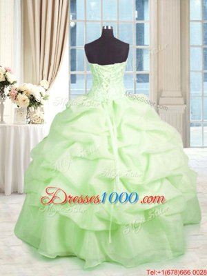 Inexpensive Sleeveless Lace Up Floor Length Beading and Ruffles Sweet 16 Quinceanera Dress