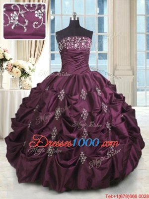 Modest Sleeveless Lace Up Floor Length Beading and Appliques and Embroidery and Pick Ups Sweet 16 Quinceanera Dress