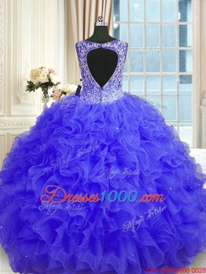 Fashion V-neck Neckline Beading and Ruffles Quinceanera Dress Sleeveless Zipper