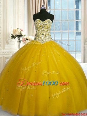 Superior Sleeveless Lace Up Floor Length Beading and Sequins Quinceanera Dresses