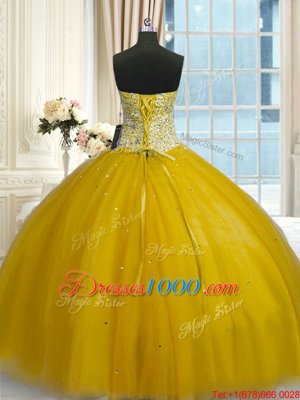 Superior Sleeveless Lace Up Floor Length Beading and Sequins Quinceanera Dresses