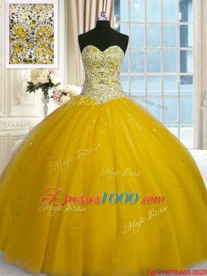 Superior Sleeveless Lace Up Floor Length Beading and Sequins Quinceanera Dresses