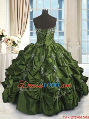 Discount Taffeta Sleeveless Floor Length Sweet 16 Quinceanera Dress and Beading and Pick Ups