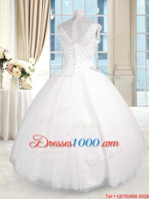 Hot Sale Sleeveless Zipper Floor Length Beading Quinceanera Dresses